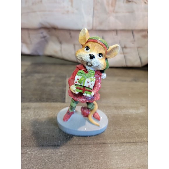 Mouse mice glitter gift present xmas decor figure - Picture 1 of 5